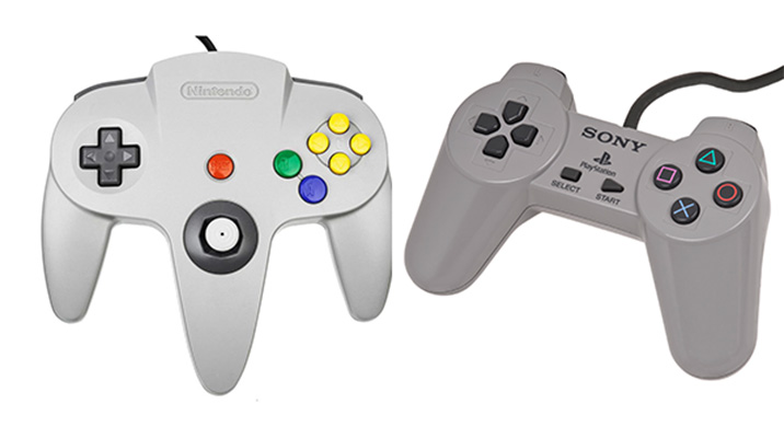 Os controles dos consoles Nintendo 64 e Playstation 1