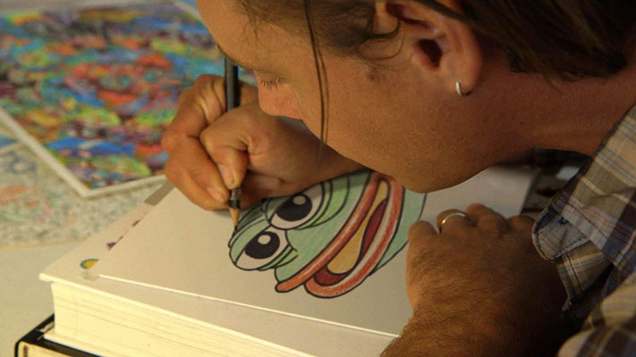 Matt Furie desenhando o sapo Pepe Feels Good Man